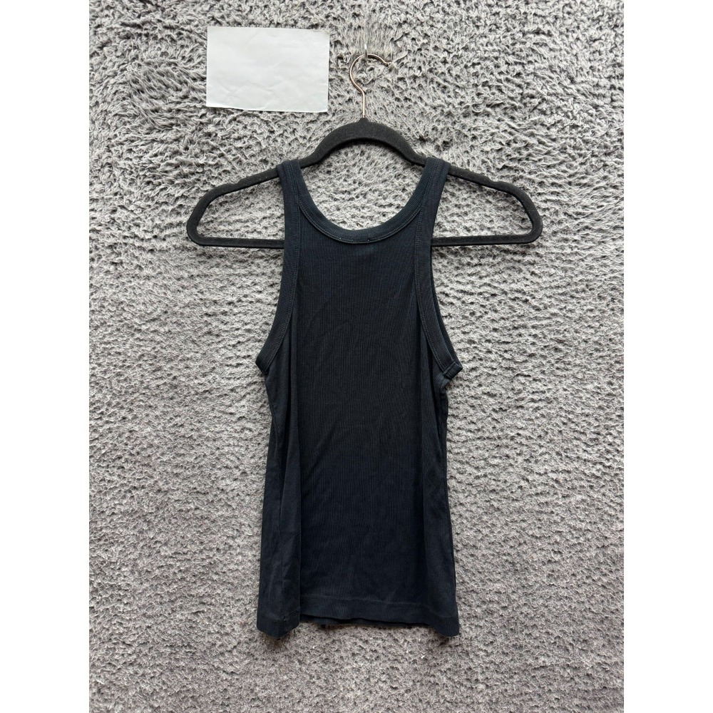 Toteme Curved Rib Organic Cotton Sleeveless Tank Top Black Womens Size XXS